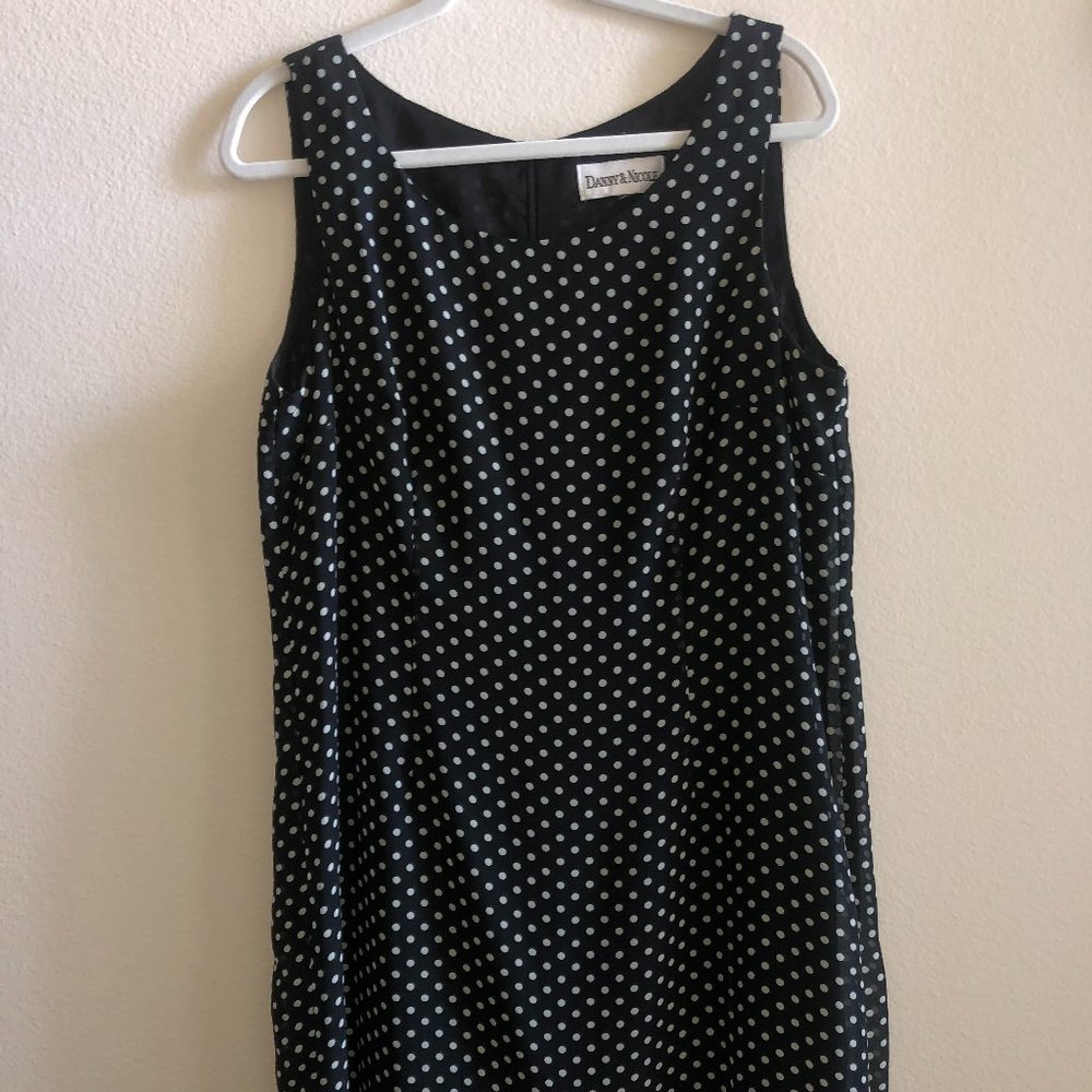 DANNY & NICOLE Black Midi Dress with Polka Dots